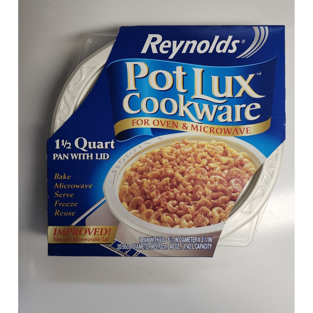 Reynolds Pot Lux Oven-Ready Cookware -Disposable-Reusable 1.5 Quart Pan With Lid
